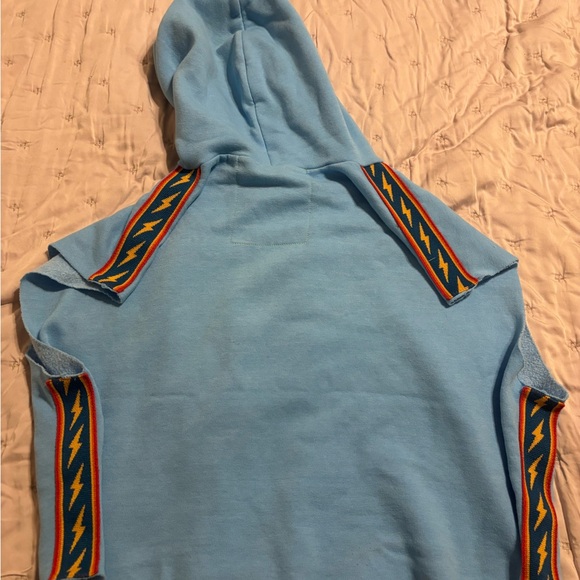 Aviator Nation Light Blue Lightning Pullover Hoodie Vest - Picture 13 of 14